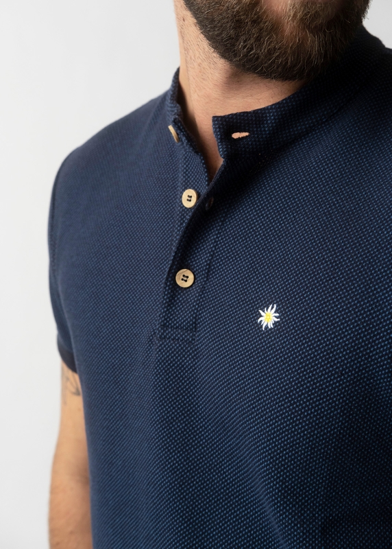 Poloshirt "Edelweiß Feinstrick" - dunkelblau